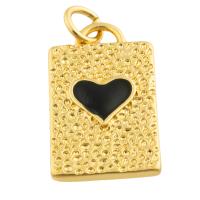 Brass Heart Pendants, Rectangle, gold color plated, fashion jewelry & DIY & enamel, mixed colors, nickel, lead & cadmium free, 19x11x3mm, Sold By PC