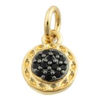 Rhinestone Brass Pendants, Round, gold color plated, fashion jewelry & DIY & with rhinestone, mixed colors, nickel, lead & cadmium free, 10x8x2mm, Sold By PC