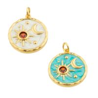 Brass Jewelry Pendants Round gold color plated fashion jewelry & DIY & enamel nickel lead & cadmium free Sold By PC