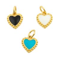 Brass Heart Pendants, gold color plated, fashion jewelry & DIY & enamel, more colors for choice, nickel, lead & cadmium free, 10x9x2mm, Sold By PC