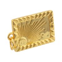 Bijoux pendentifs en laiton, rectangle, Placage de couleur d'or, bijoux de mode & DIY, protéger l'environnement, sans nickel, plomb et cadmium, 19x12x2mm, Vendu par PC