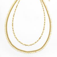 Messing Halskette, mit Verlängerungskettchen von 5cm, Stern, plattiert, Modeschmuck & verschiedene Muster für Wahl, goldfarben, frei von Nickel, Blei & Kadmium, 5x4mm, Länge:45 cm, verkauft von PC