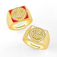 Cubic Zirconia Micro Pave Brass Ring Smiling Face plated fashion jewelry & micro pave cubic zirconia nickel lead & cadmium free 13mm Sold By PC