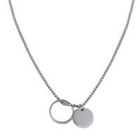 Titanium Steel Necklace, with 2inch extender chain, ring shape, polished, Unisex & box chain & hollow, original color, Length:Approx 19.7 Inch, Sold By PC
