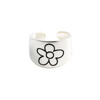 Tibetan Style Cuff Finger Ring, platinum color plated, Unisex & adjustable & with flower pattern & enamel, Sold By PC
