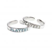 Zinc Alloy Cuff Finger Ring Alphabet Letter platinum color plated Unisex & adjustable & luminated Sold By PC