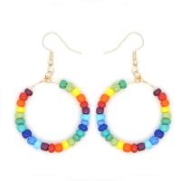 Glas Seed Beads Drop Earring, med 304 rustfrit stål, Boheme stil & for kvinde, Solgt af par
