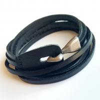 PU Leder Armband, mit Zinklegierung, Modeschmuck & mehrschichtig & unisex, schwarz, 10mm, Länge:ca. 25.6 ZollInch, verkauft von PC