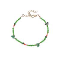 Tibetan Style Jewelry Necklace, with Seedbead & Gemstone & Crystal, gold color plated, fashion jewelry & different styles for choice & for woman, green, Sold By Strand