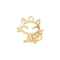 Cubic Zirconia Micro Pave Brass Pendant Cat gold color plated fashion jewelry & micro pave cubic zirconia & for woman golden Sold By PC