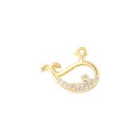 Cubic Zirconia Micro Pave Brass Pendant, Whale, gold color plated, fashion jewelry & micro pave cubic zirconia & for woman, golden, 13x11mm, Sold By PC