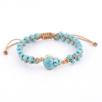 Fashion Create Wax Cord Bracelets, with turquoise & Impression Jasper, with 10cm extender chain, Horse, handmade, fashion jewelry & for woman, more colors for choice, Sold Per 19 cm Strand