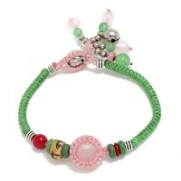Mode créer Bracelets cordon de cire, corde de cire, avec turquoise & pierre gemme & quartz rose & résine & laiton, cheval, fait à la main, bijoux de mode & pour femme, plus de couleurs à choisir, Longueur:19 cm, Vendu par PC