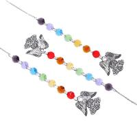Hanging Ornaments Crystal with Zinc Alloy Angel silver color plated faceted mixed colors 450mm Sold By PC