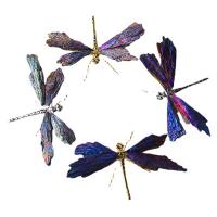 Tourmaline Decoration, with Brass, Dragonfly, plated, for home and office, more colors for choice, Sold By PC