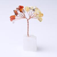 Rich Tree Decoration, Gypsum, with Natural Stone & Brass, rose gold color plated, for home and office & different materials for choice, more colors for choice, Sold By PC