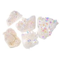 Ice Quartz Agate Minerals Specimen, irregular, AB color plated, druzy style & different packing style for choice, white, Sold By PC