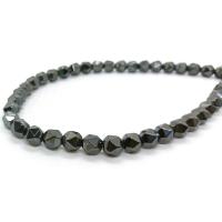 Nicht-magnetische Hämatit Perlen, Vieleck, poliert, DIY & verschiedene Größen vorhanden, schwarz, verkauft per ca. 40 cm Strang