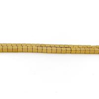 Niet-magnetische Hematiet kralen, Square, gold plated, DIY & verschillende grootte voor keus, gouden, Per verkocht Ca 40 cm Strand