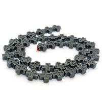 Niet-magnetische Hematiet kralen, Oversteken, gepolijst, DIY & verschillende grootte voor keus, zwart, Per verkocht Ca 40 cm Strand