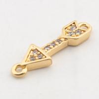 Cubic Zirconia Micro Pave Brass Connector Arrow high quality gold color plated DIY & micro pave cubic zirconia nickel lead & cadmium free Approx 2mm Approx Sold By Lot
