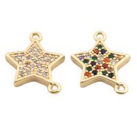 Cubic Zirconia Micro Pave Brass Connector Star high quality gold color plated DIY & micro pave cubic zirconia nickel lead & cadmium free Approx 2mm Approx Sold By Lot