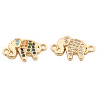 Cubic Zirconia Micro Pave Brass Connector, Elephant, high quality gold color plated, DIY & micro pave cubic zirconia, more colors for choice, nickel, lead & cadmium free, 14x8x2mm, Hole:Approx 2mm, Approx 20PCs/Lot, Sold By Lot