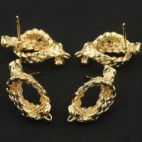 Brass Earring Post, cobre, cromado de cor dourada, DIY & para mulher, níquel, chumbo e cádmio livre, 12.5x24mm, Buraco:Aprox 1.3mm, vendido por par