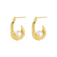 Brass Stud Earring with Shell Pearl fashion jewelry & for woman nickel lead & cadmium free Sold By Pair