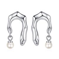 Brass Drop Earring, with Shell Pearl, fashion jewelry & for woman, more colors for choice, nickel, lead & cadmium free, 20*12mm,4mm, Sold By Pair