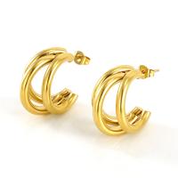 Titanium Steel  Earring, 18K gold plated, fashion jewelry & for woman, golden, 21x21mm, Sold By Pair