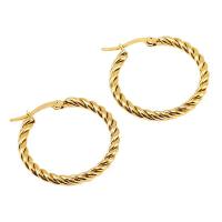 Titanium Steel  Earring, 18K gold plated, fashion jewelry & for woman, golden, 30x32mm, Sold By Pair