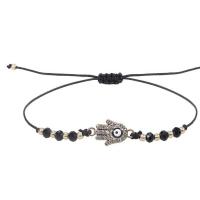 Evil Eye Jewelry Bracelet Knot Cord with Crystal & Zinc Alloy Hand handmade evil eye pattern & adjustable & with rhinestone Length Approx 8-28 cm Sold By PC