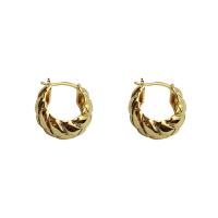 Brass Huggie Hoop Earring Donut gold color plated vintage & for woman nickel lead & cadmium free 25mm Sold By Pair