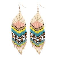 Fashion Fringe Earrings, Seedbead, with Tibetan Style, gold color plated, Bohemian style & for woman, nickel, lead & cadmium free, 45x125mm, Sold By Pair