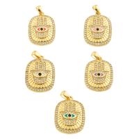 Evil Eye Pendants, Brass, gold color plated, fashion jewelry & DIY & with rhinestone, more colors for choice, nickel, lead & cadmium free, 22x15x2mm, Sold By PC