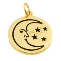 Brass Jewelry Pendants, Round, gold color plated, fashion jewelry & DIY & enamel, nickel, lead & cadmium free, 19x16x2mm, Sold By PC