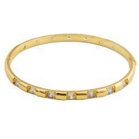 Brass Bangle, gold color plated, fashion jewelry & DIY & with rhinestone, nickel, lead & cadmium free, 65x60x4mm, Sold By PC