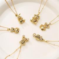 Cubic Zircon Micro Pave Brass Necklace with 5cm extender chain Animal plated fashion jewelry  & micro pave cubic zirconia golden nickel lead & cadmium free Length 45 cm Sold By PC