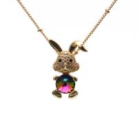 Cubic Zircon Micro Pave Brass Necklace, with 5cm extender chain, Rabbit, plated, fashion jewelry & different designs for choice & micro pave cubic zirconia, more colors for choice, nickel, lead & cadmium free, Length:45 cm, Sold By PC