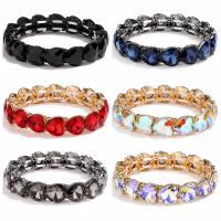 Tibetan Style Bangle, with Glass Rhinestone, Heart, plated, fashion jewelry, more colors for choice, nickel, lead & cadmium free, 12x12mm, Length:18.5 cm, Sold By PC
