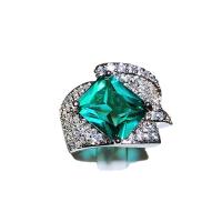 metal Anillo de dedo Cuff, chapado en color de platina, ajustable & para mujer & con diamantes de imitación, 21x18mm, Vendido por UD