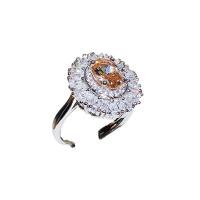 cobre Cuff Ring Finger, cromado de cor platina, ajustável & micro pavimento em zircônia cúbica & para mulher, 19x17mm, vendido por PC