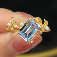 metal anillo, con Perlas plásticas, chapado en oro de 14 K, diverso tamaño para la opción & micro arcilla de zirconia cúbica & para mujer, 22x11mm, tamaño:6-10, Vendido por UD