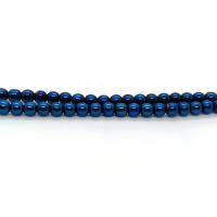 Nicht-magnetische Hämatit Perlen, rund, plattiert, DIY & verschiedene Größen vorhanden, royalblau, verkauft per ca. 40 cm Strang