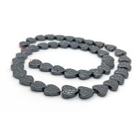 Nicht-magnetische Hämatit Perlen, Herz, poliert, DIY & verschiedene Größen vorhanden, schwarz, verkauft per ca. 40 cm Strang