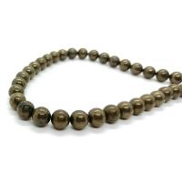 Goldene Pyrit Perlen, rund, poliert, DIY & verschiedene Größen vorhanden, dunkelgelb, verkauft per ca. 40 cm Strang