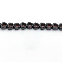 Nicht-magnetische Hämatit Perlen, Herz, poliert, DIY & hohl, schwarz, 8mm, verkauft per ca. 40 cm Strang