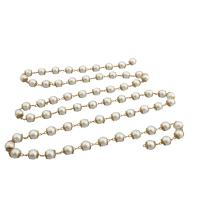 Messing dekorative Kette, mit Kunststoff Perlen, rund, DIY, weiß, frei von Nickel, Blei & Kadmium, 6x6mm, verkauft von m
