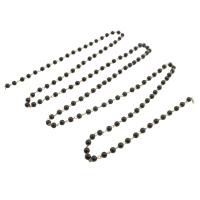 Brass Beading Chains, with Glass, Round, DIY, black, nickel, lead & cadmium free, 3x3mm, Sold By m